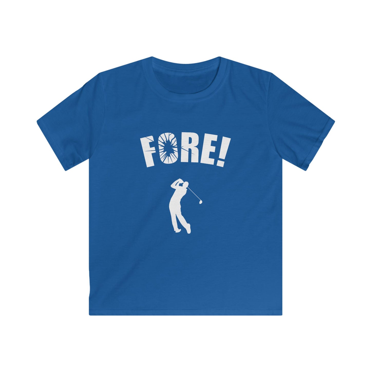 "FORE!" Kids Golf T‑Shirt — Golf Player Graphic Tee for Young Golfers