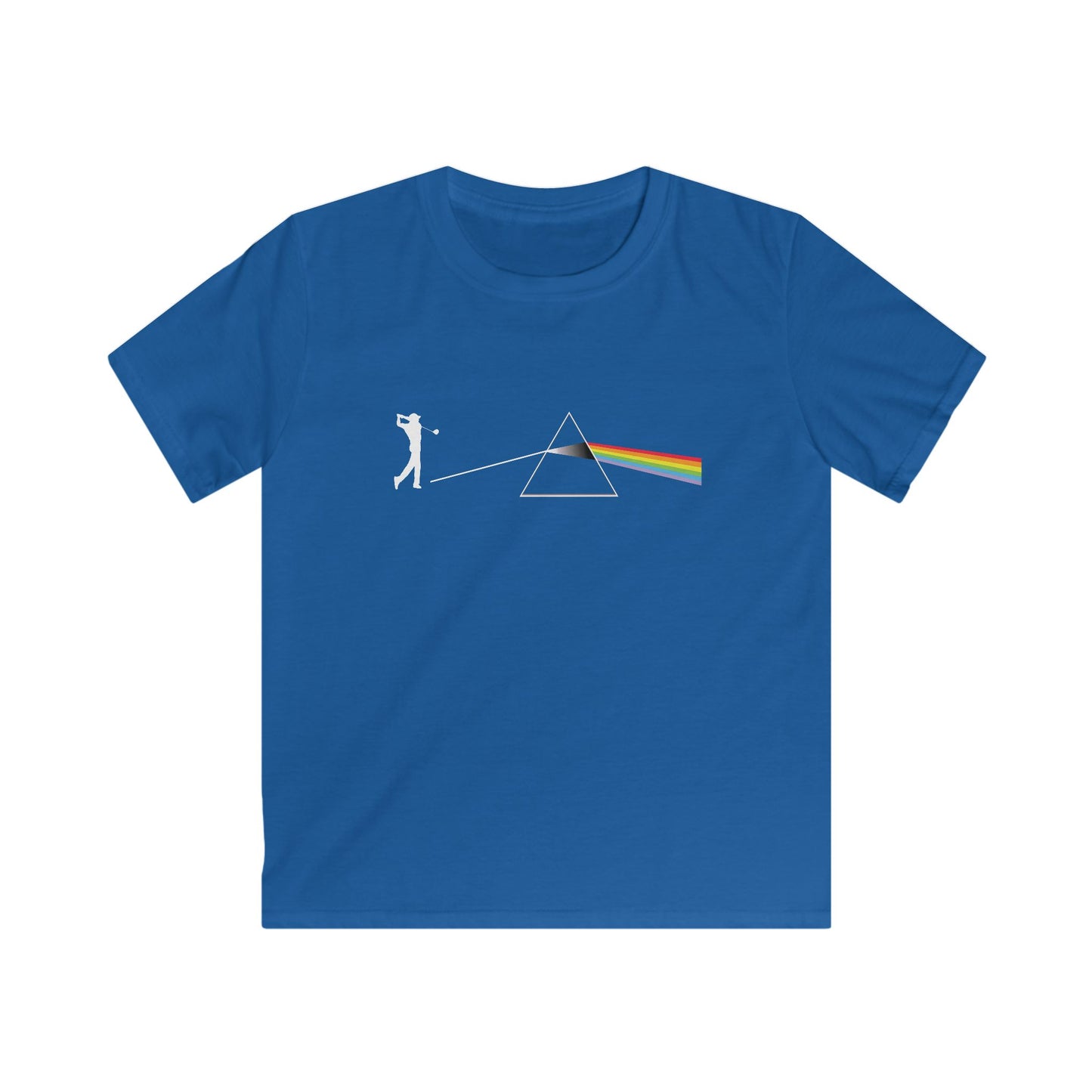 Dark Side Of The Moon Kids T-Shirt — Golf Prism Illustration Tee (Pink Floyd Inspired Rainbow Prism Design)