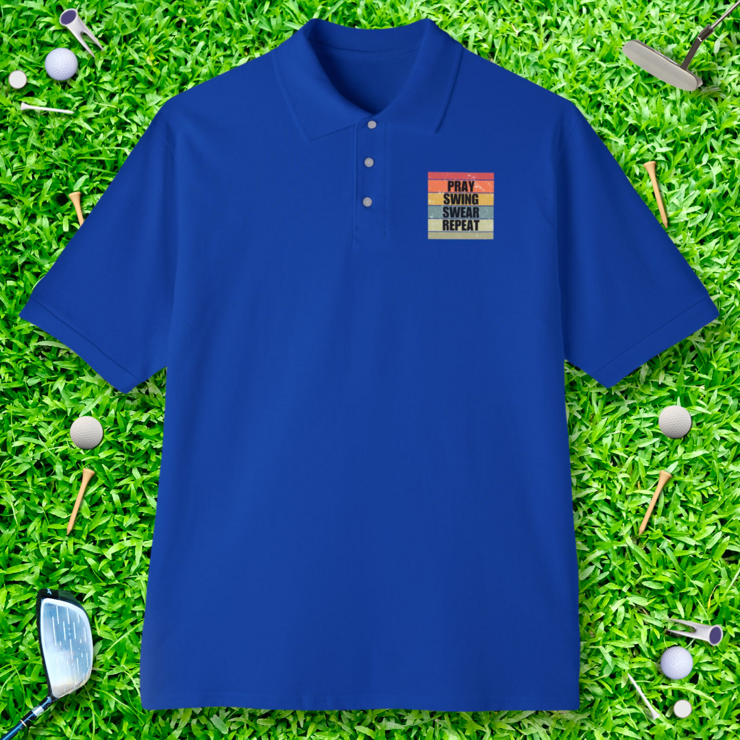 Pray Swing Swear Repeat Retro Polo
