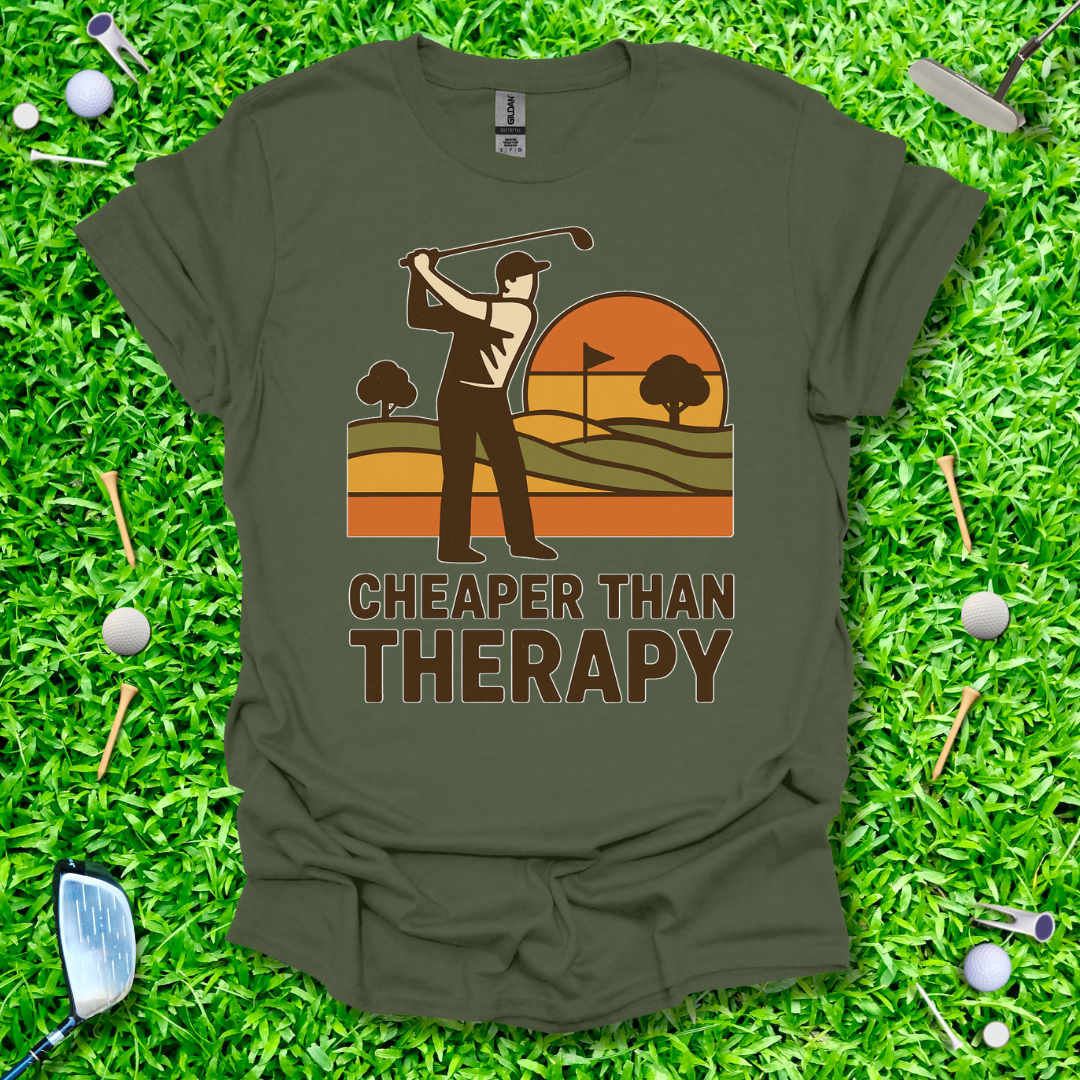 Golf: Cheaper Than Therapy - Retro T-Shirt