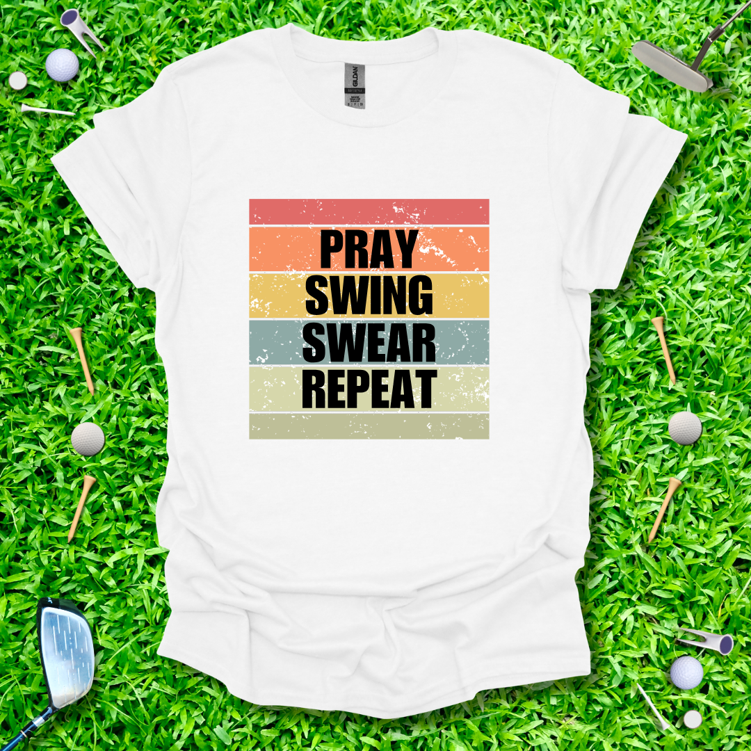 Pray Swing Swear Repeat Retro T-Shirt