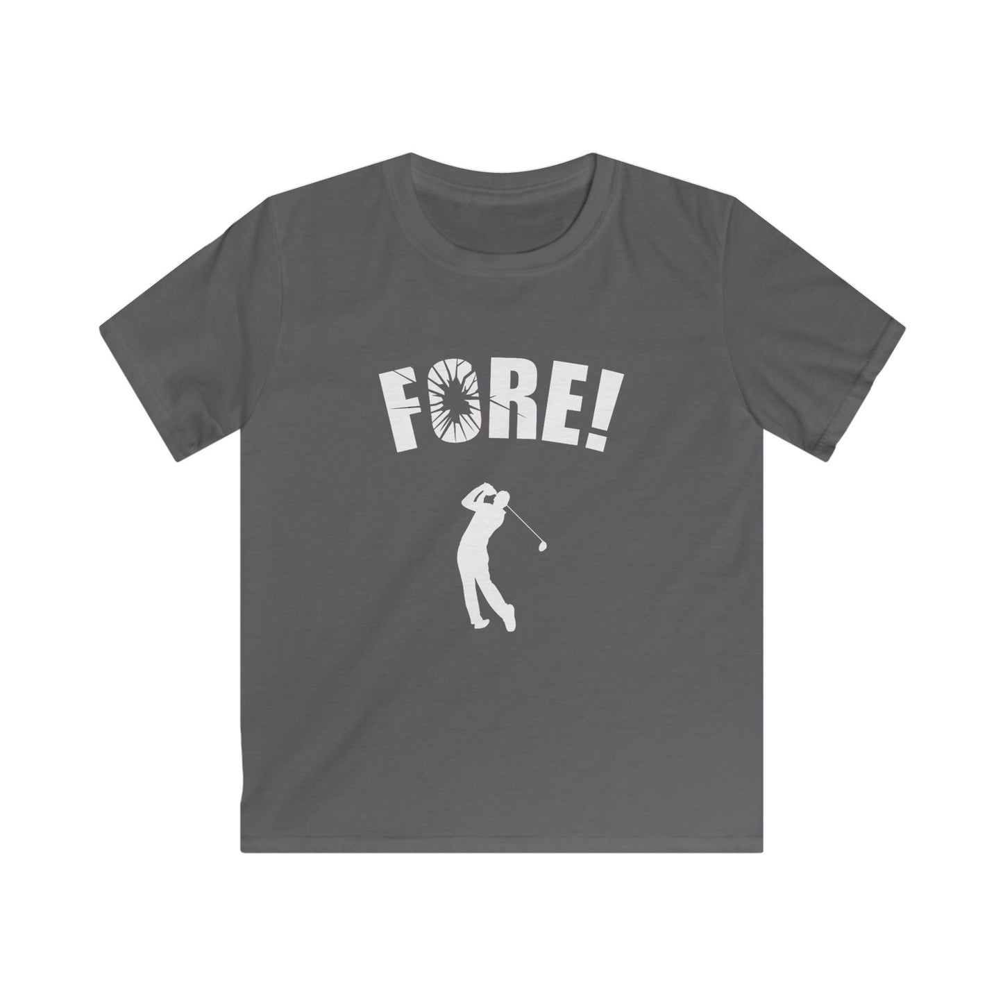 "FORE!" Kids Golf T‑Shirt — Golf Player Graphic Tee for Young Golfers