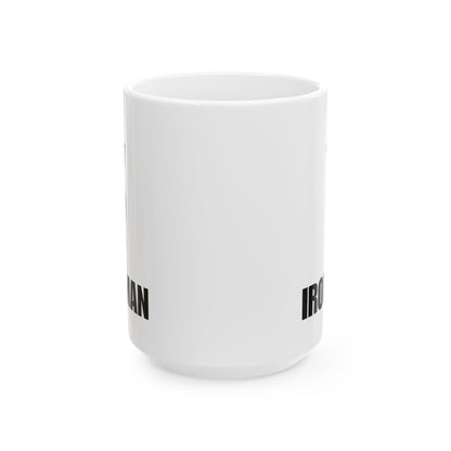 Ironman Bold Text Ceramic Mug — Funny Golfer Coffee Cup (15oz)