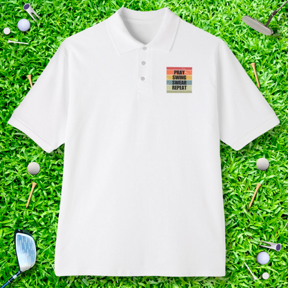 Pray Swing Swear Repeat Retro Polo