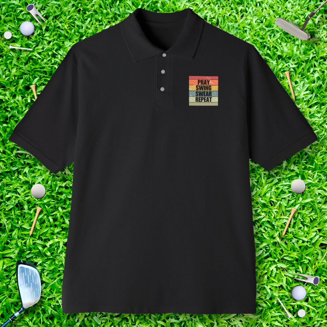 Pray Swing Swear Repeat Retro Polo