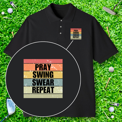 Pray Swing Swear Repeat Retro Polo