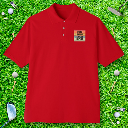 Pray Swing Swear Repeat Retro Polo