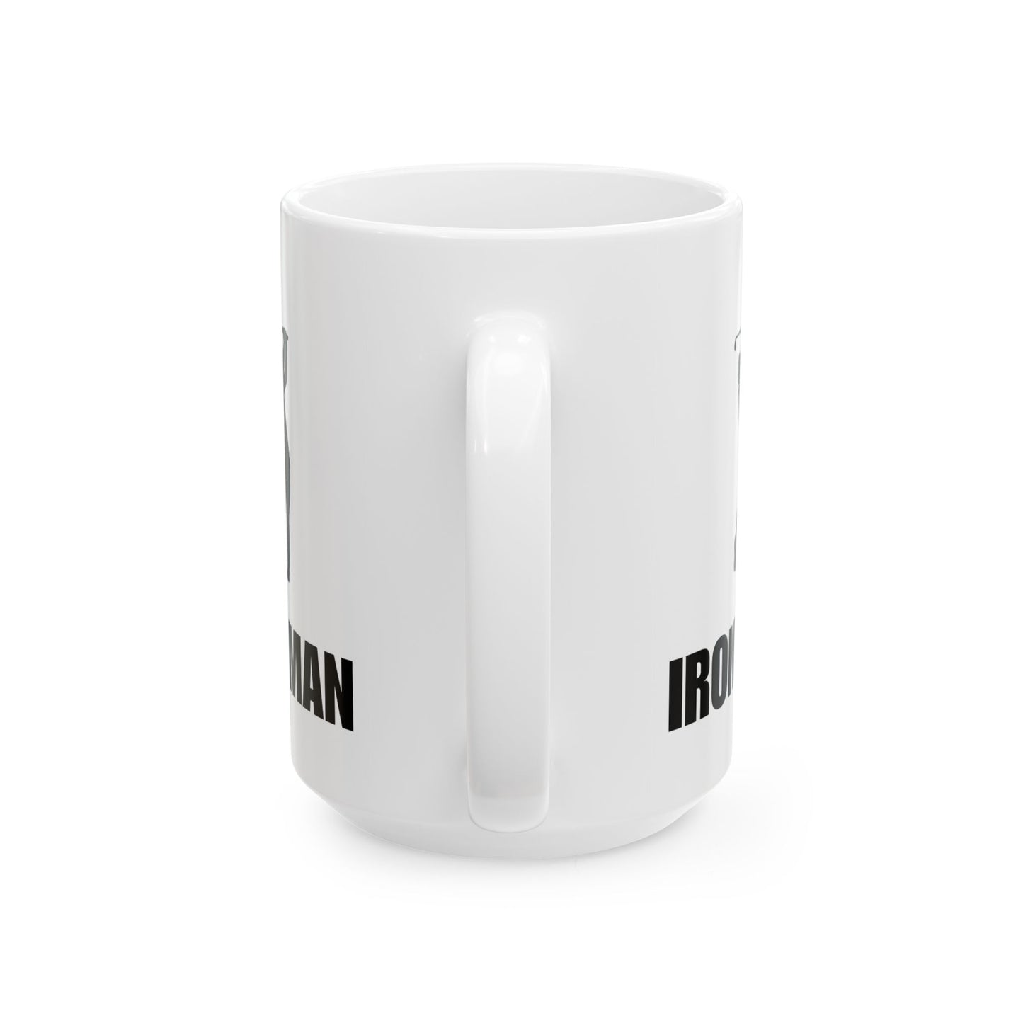 Ironman Bold Text Ceramic Mug — Funny Golfer Coffee Cup (15oz)