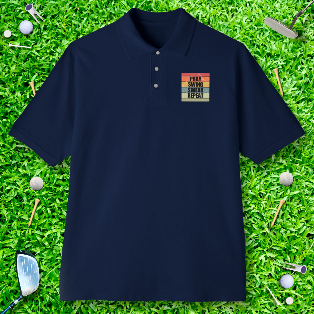 Pray Swing Swear Repeat Retro Polo