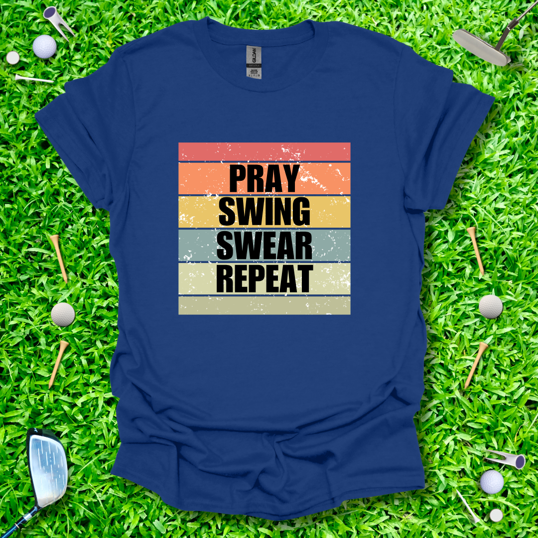 Pray Swing Swear Repeat Retro T-Shirt