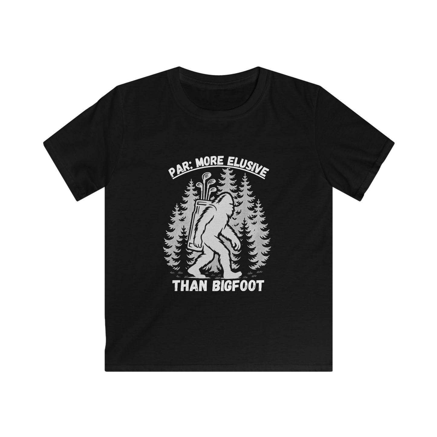 Par: More Elusive Than Bigfoot Kids T-Shirt — Funny Golf & Bigfoot Graphic Tee