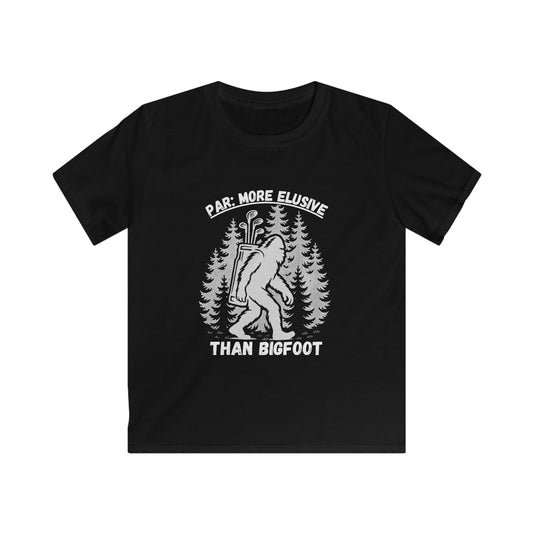 Par: More Elusive Than Bigfoot Kids T-Shirt — Funny Golf & Bigfoot Graphic Tee