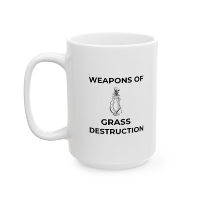 Weapons of Grass Destruction Mug — Funny Golf Coffee Cup (15oz)