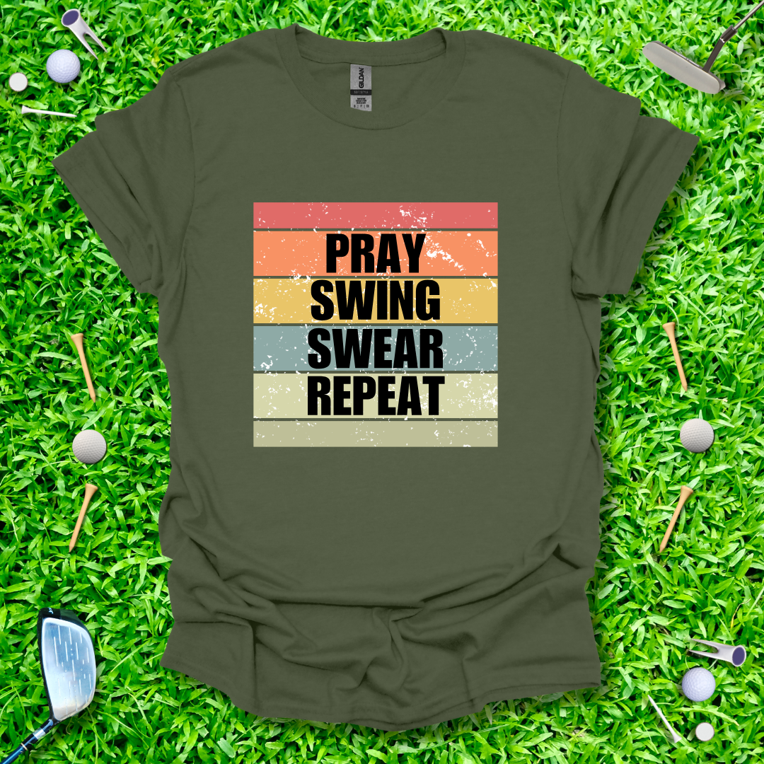Pray Swing Swear Repeat Retro T-Shirt