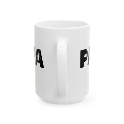 Papa Distressed Text Ceramic Mug — Father’s Day Gift Coffee Cup (15oz)