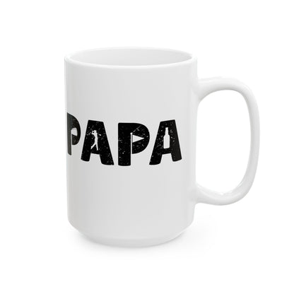 Papa Distressed Text Ceramic Mug — Father’s Day Gift Coffee Cup (15oz)