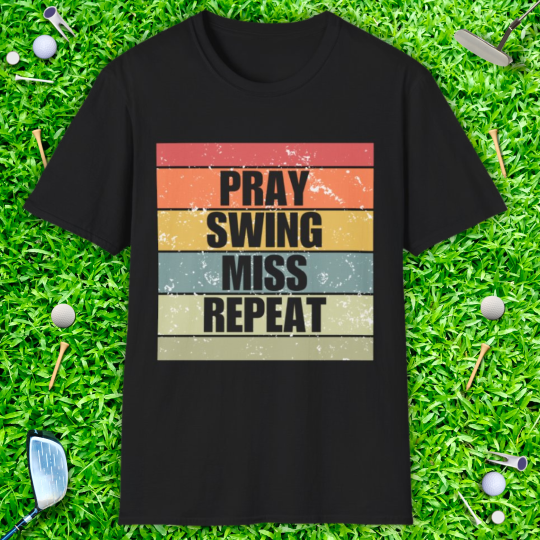 Pray Swing Miss Repeat Retro T-Shirt