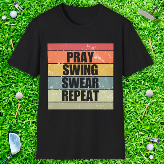 Pray Swing Swear Repeat Retro T-Shirt