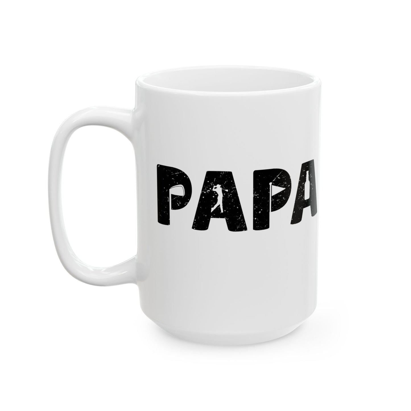 Papa Distressed Text Ceramic Mug — Father’s Day Gift Coffee Cup (15oz)