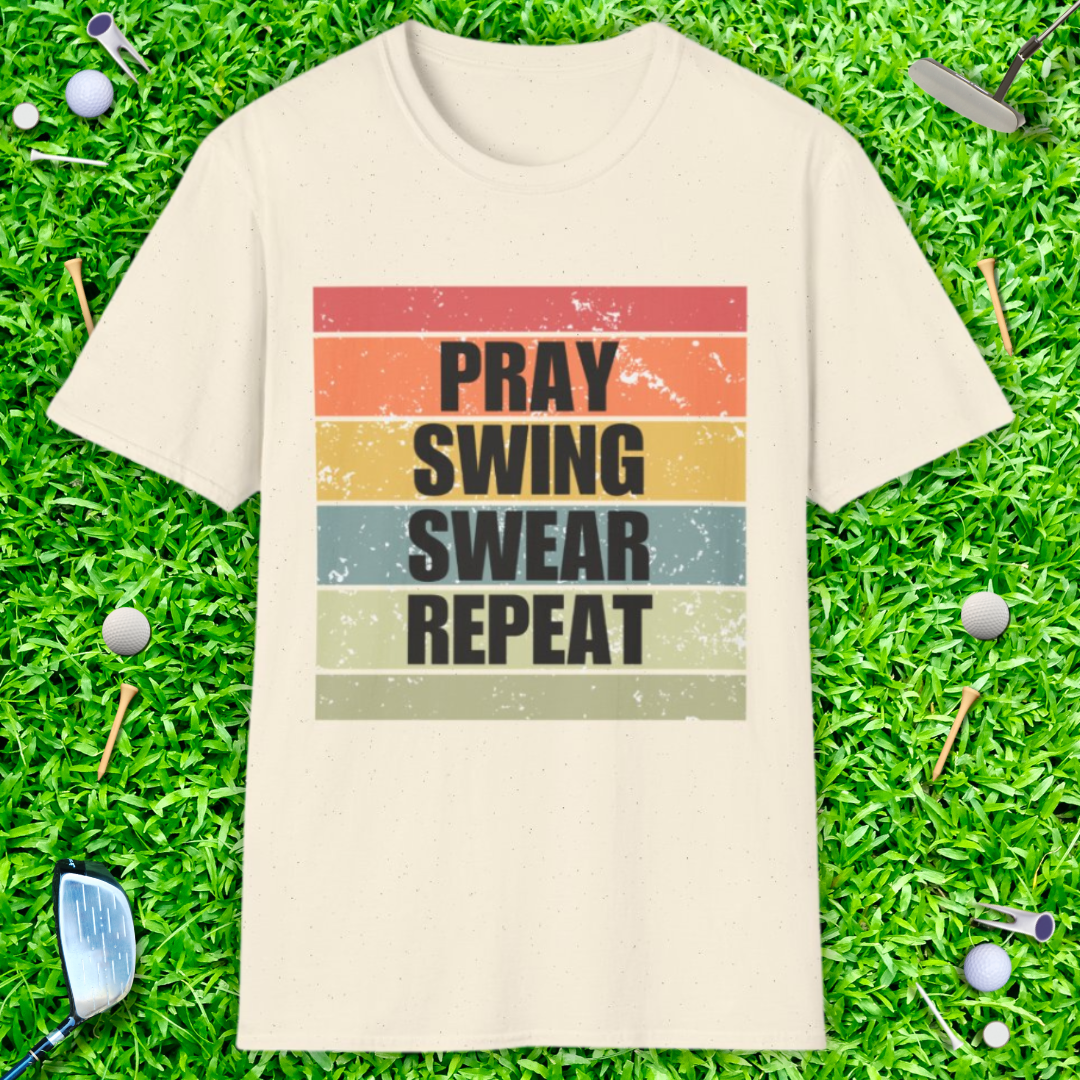 Pray Swing Swear Repeat Retro T-Shirt