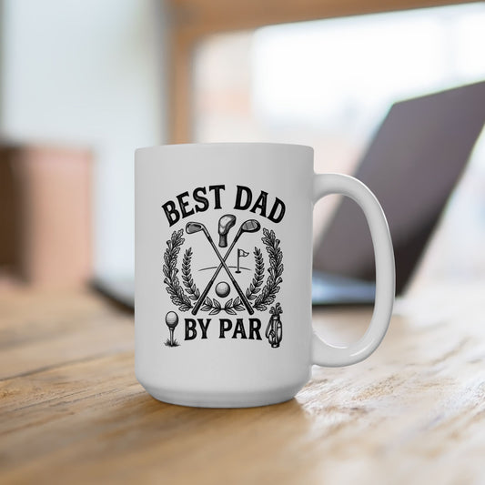 Best Dad Ever Ceramic Mug (15oz) – Vintage Laurel Coffee Cup Gift for Father’s Day